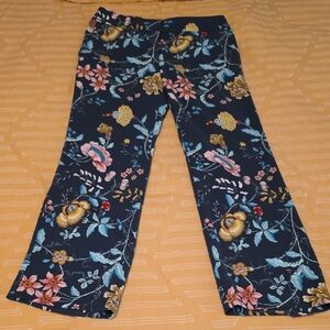 LOFT Navy and Blue Floral Pants